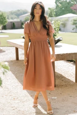 Fashion Baltic Born Sarah Smocked Midi Dress | Rosy Brown