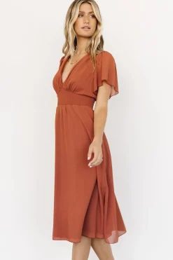 Discount Baltic Born Sarah Smocked Midi Dress | Terracotta