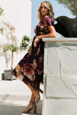 Online Baltic Born Sarah Smocked Midi Dress | Eggplant Floral