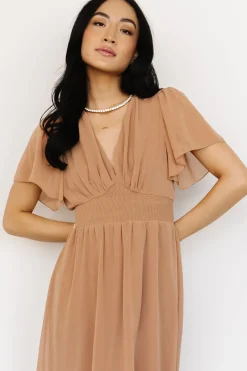 Fashion Baltic Born Sarah Smocked Midi Dress | Dusty Camel