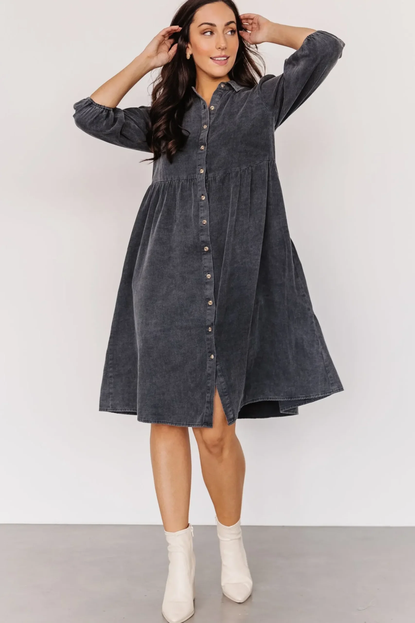 Clearance Baltic Born Sari Babydoll Dress | Washed Black