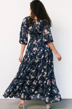 Hot Baltic Born Sawyer Tiered Maxi Dress | Navy + Pink