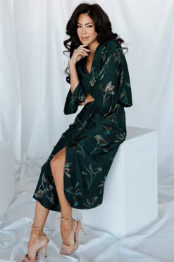 Outlet Baltic Born Shaneen Ruched Midi Dress | Jade Floral Shimmer