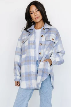 New Baltic Born Sharon Plaid Shacket | Blue + Off White