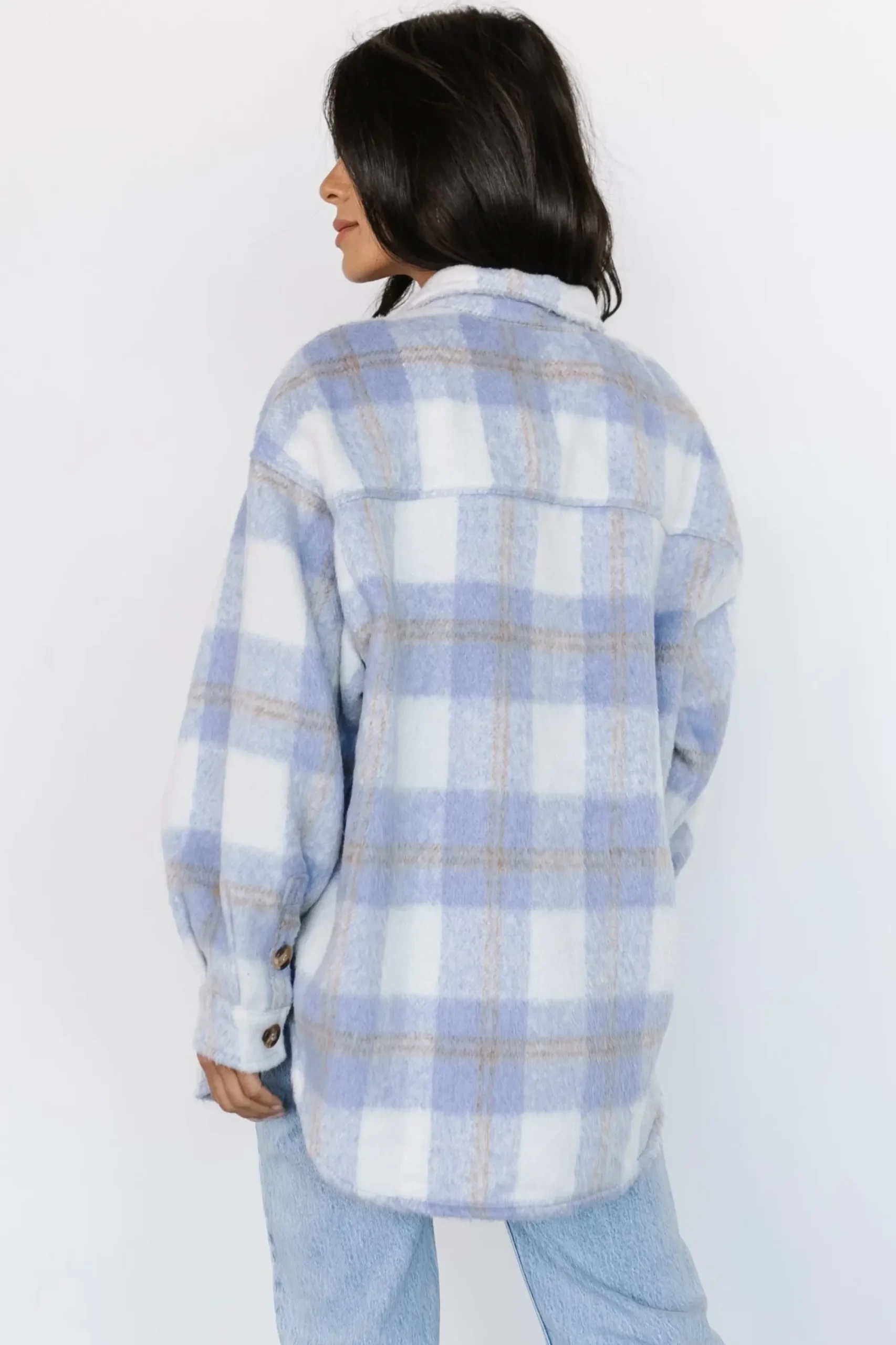New Baltic Born Sharon Plaid Shacket | Blue + Off White