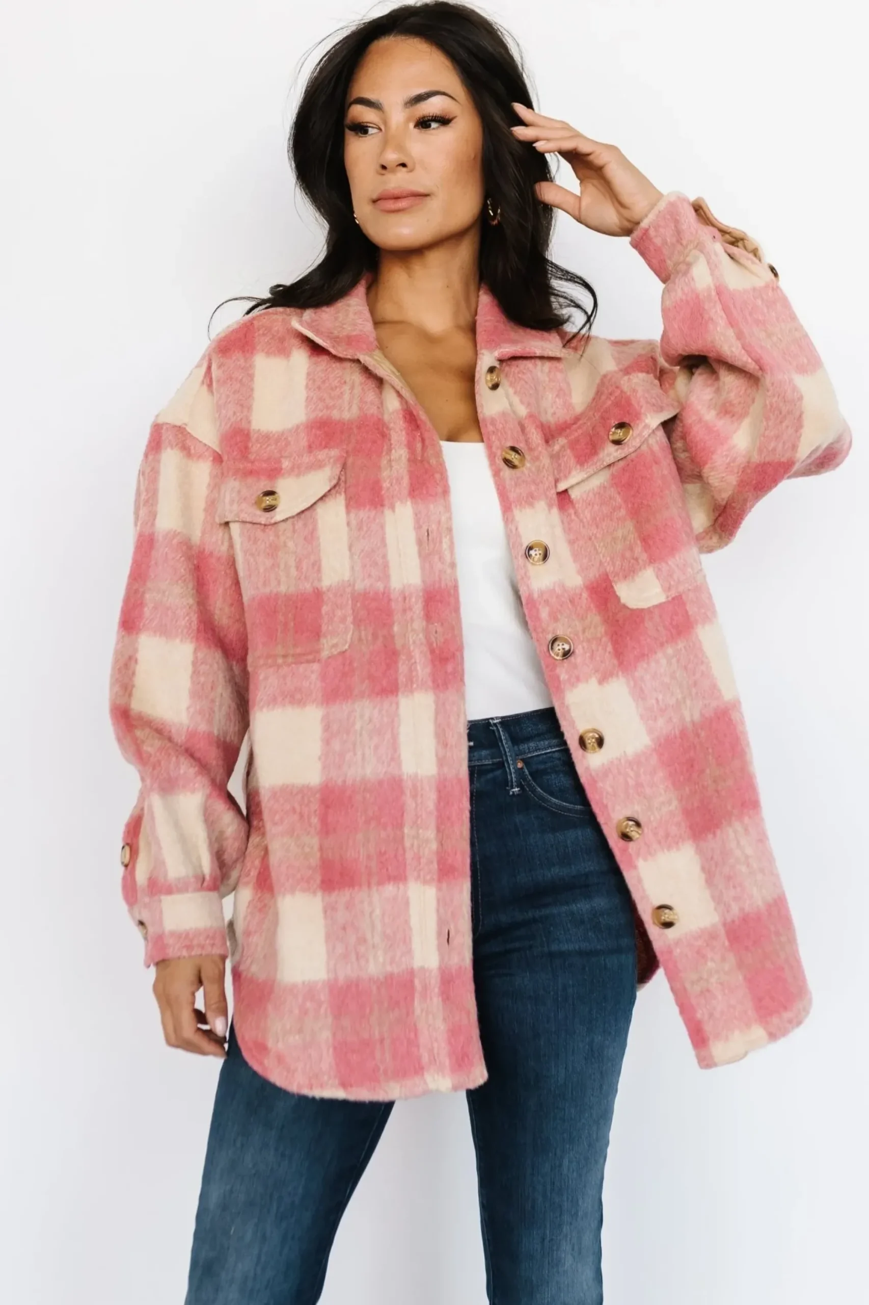 Best Baltic Born Sharon Plaid Shacket | Pink + Sand