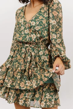 Fashion Baltic Born Shirley Ruffle Mini Dress | Green Floral