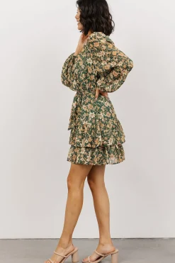 Fashion Baltic Born Shirley Ruffle Mini Dress | Green Floral
