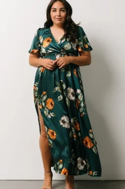 New Baltic Born Sicily Satin Maxi Dress | Deep Topaz Floral