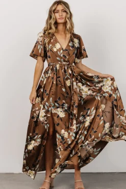 Outlet Baltic Born Sicily Satin Maxi Dress | Mocha Floral