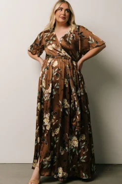 Outlet Baltic Born Sicily Satin Maxi Dress | Mocha Floral