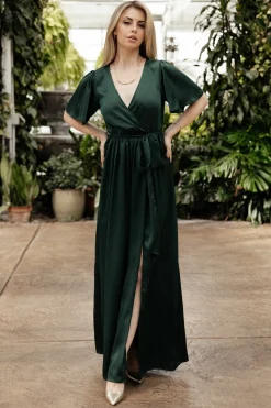 Sale Baltic Born Sicily Satin Maxi Dress | Emerald