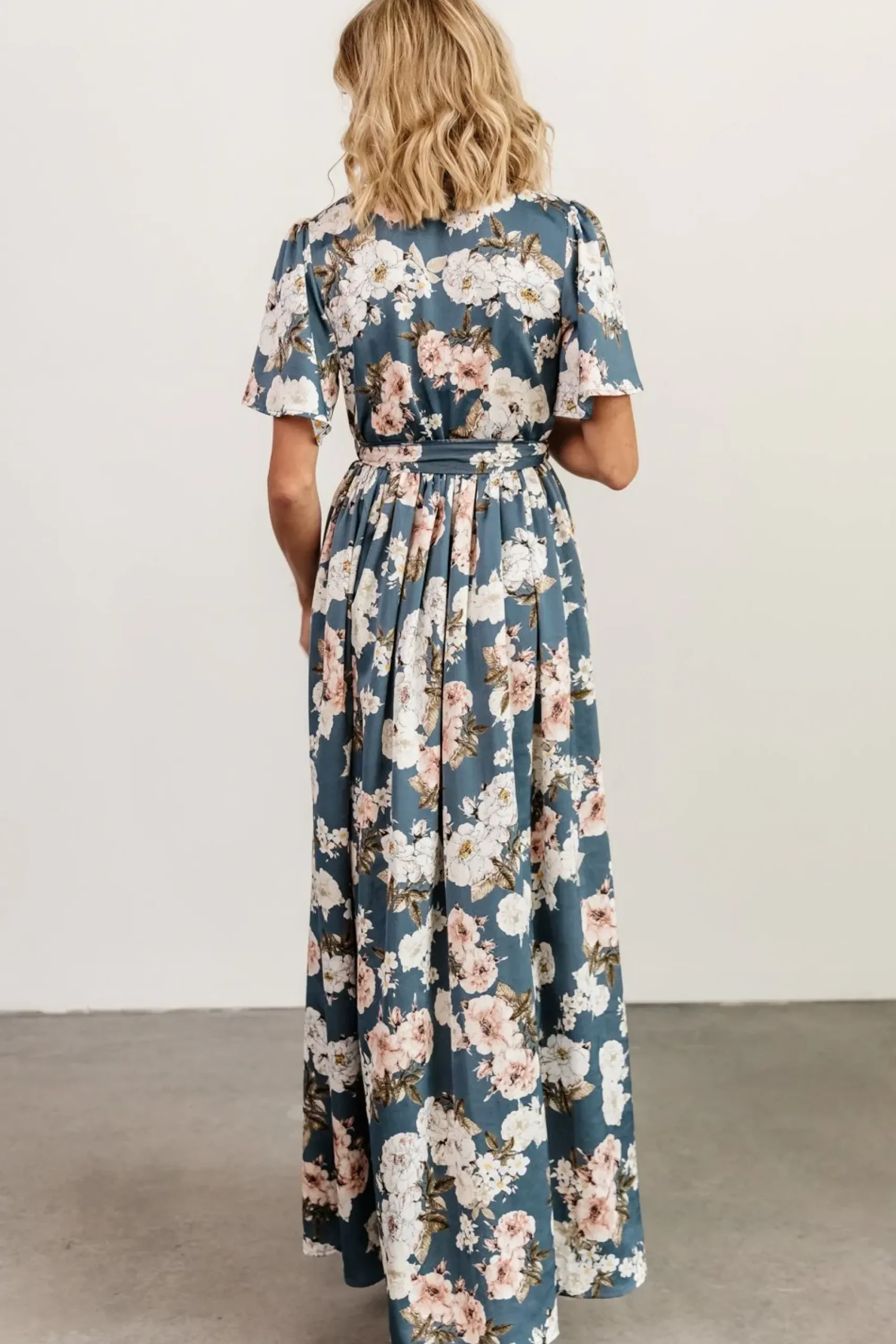 Outlet Baltic Born Sicily Satin Maxi Dress | Blue Floral