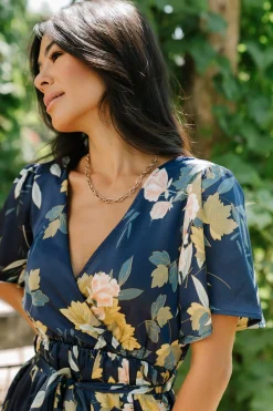 Best Baltic Born Sicily Satin Maxi Dress | Navy Floral