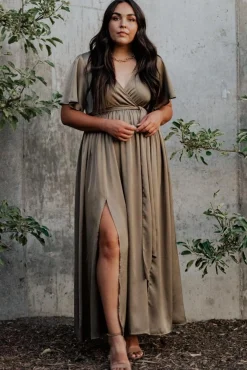 Best Baltic Born Sicily Satin Maxi Dress | Olive