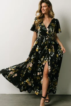 Online Baltic Born Sicily Satin Maxi Dress | Black Floral