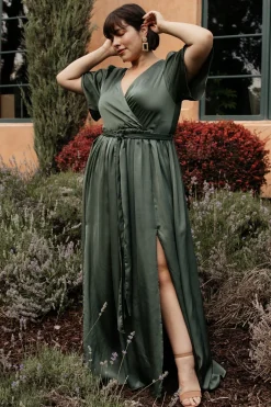 Best Baltic Born Sicily Satin Maxi Dress | Dusty Green