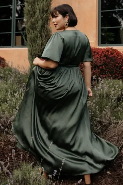 Best Baltic Born Sicily Satin Maxi Dress | Dusty Green