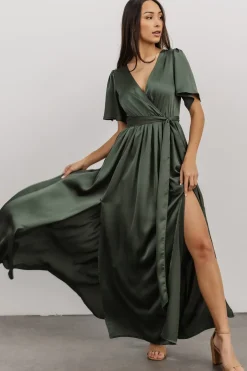 Best Baltic Born Sicily Satin Maxi Dress | Dusty Green