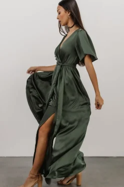 Best Baltic Born Sicily Satin Maxi Dress | Dusty Green