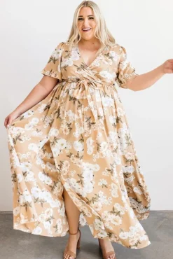 Outlet Baltic Born Sicily Satin Maxi Dress | Taupe Floral
