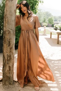New Baltic Born Sicily Satin Maxi Dress | Mocha