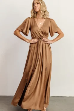 New Baltic Born Sicily Satin Maxi Dress | Mocha