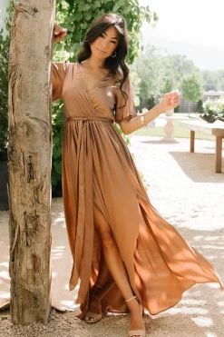 New Baltic Born Sicily Satin Maxi Dress | Mocha