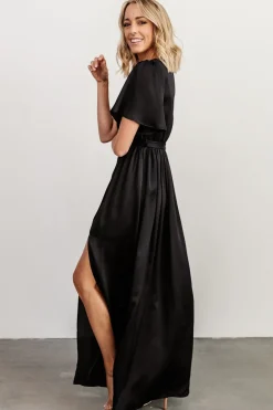 New Baltic Born Sicily Satin Maxi Dress | Black