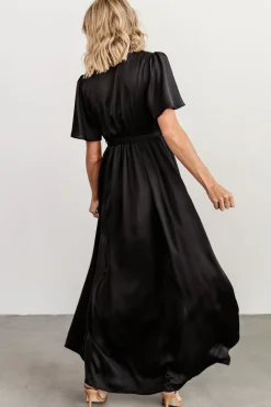 New Baltic Born Sicily Satin Maxi Dress | Black