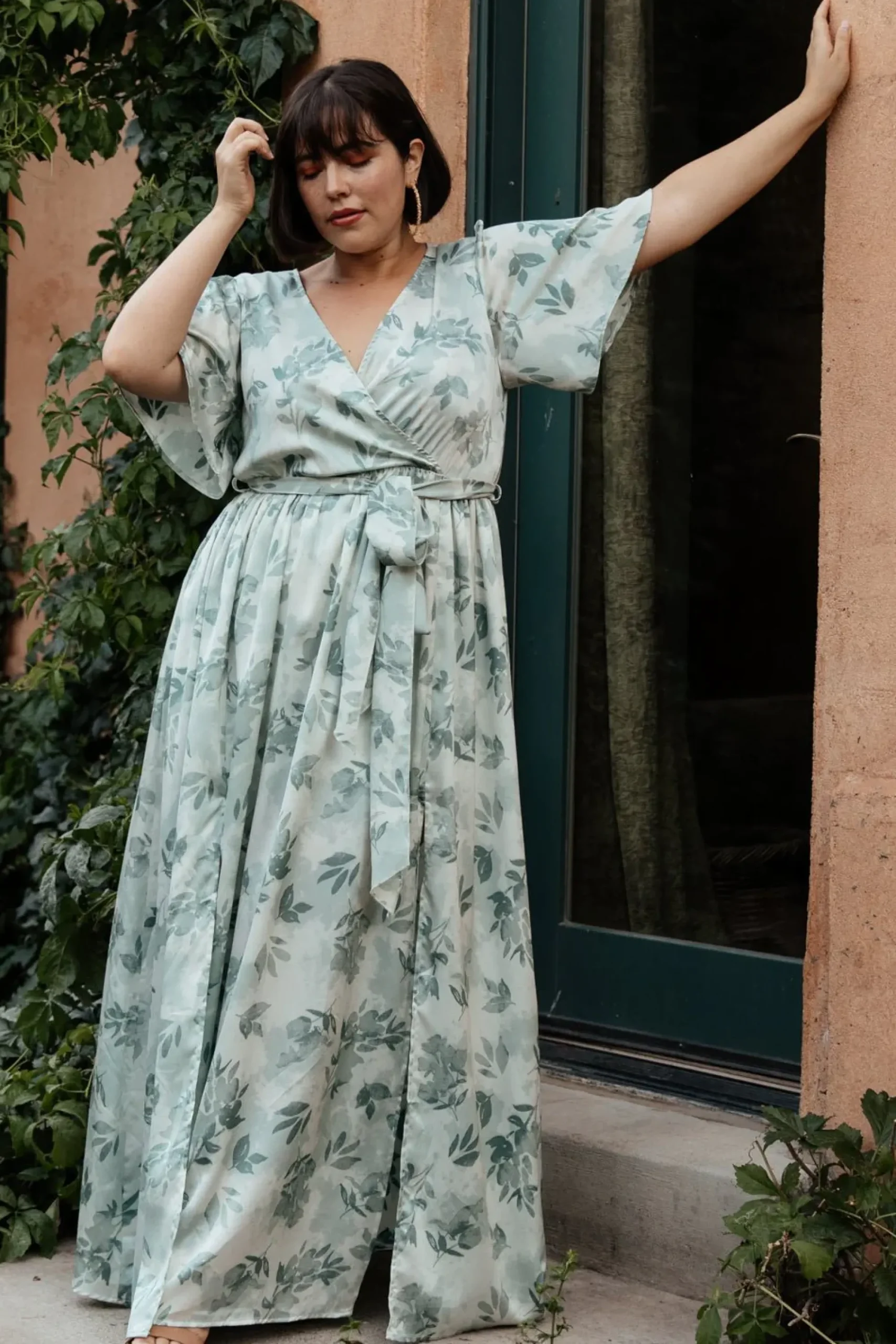 Fashion Baltic Born Sicily Satin Maxi Dress | Sage Floral