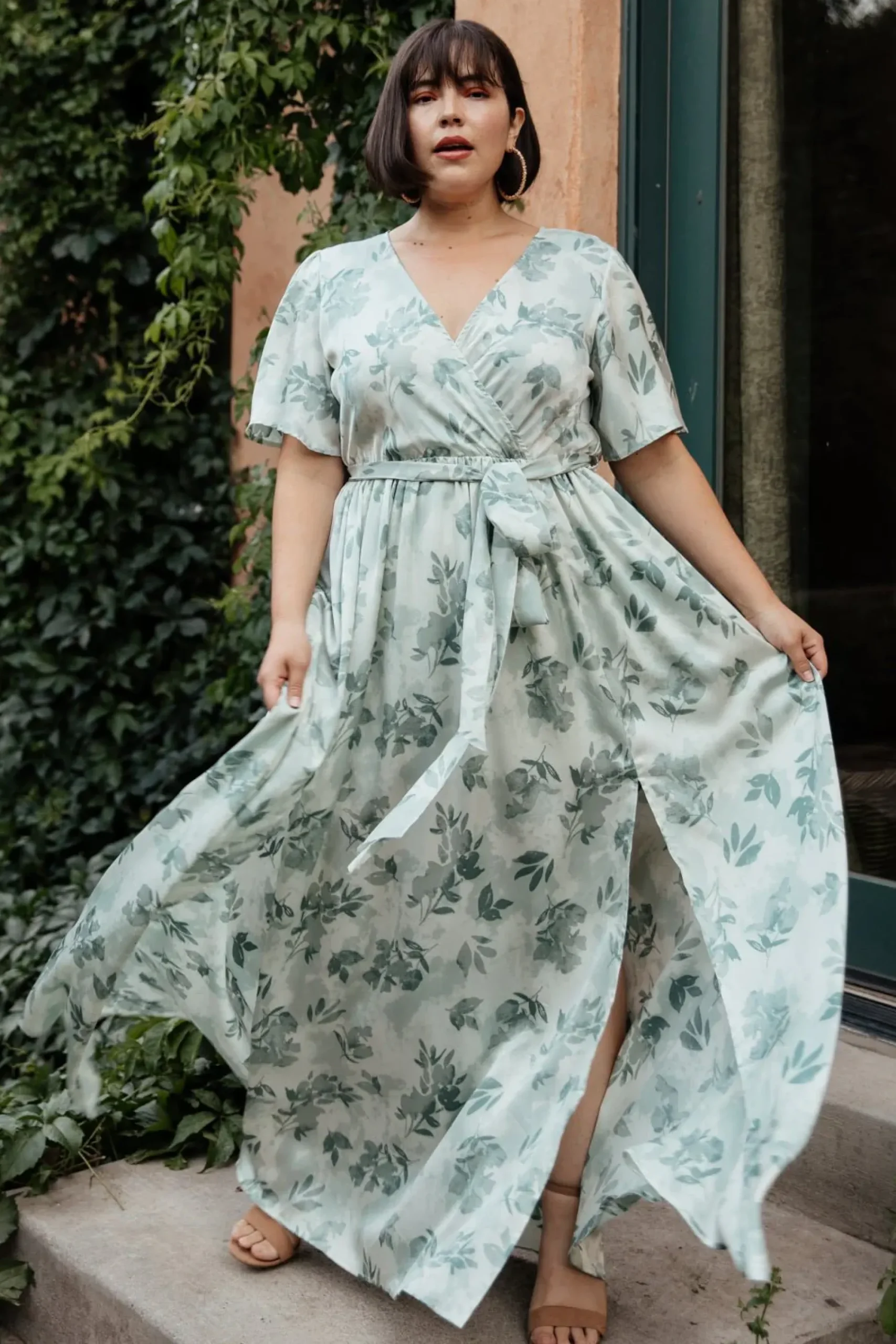 Fashion Baltic Born Sicily Satin Maxi Dress | Sage Floral