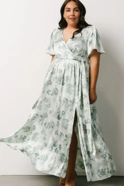 Fashion Baltic Born Sicily Satin Maxi Dress | Sage Floral