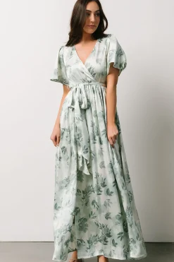 Fashion Baltic Born Sicily Satin Maxi Dress | Sage Floral