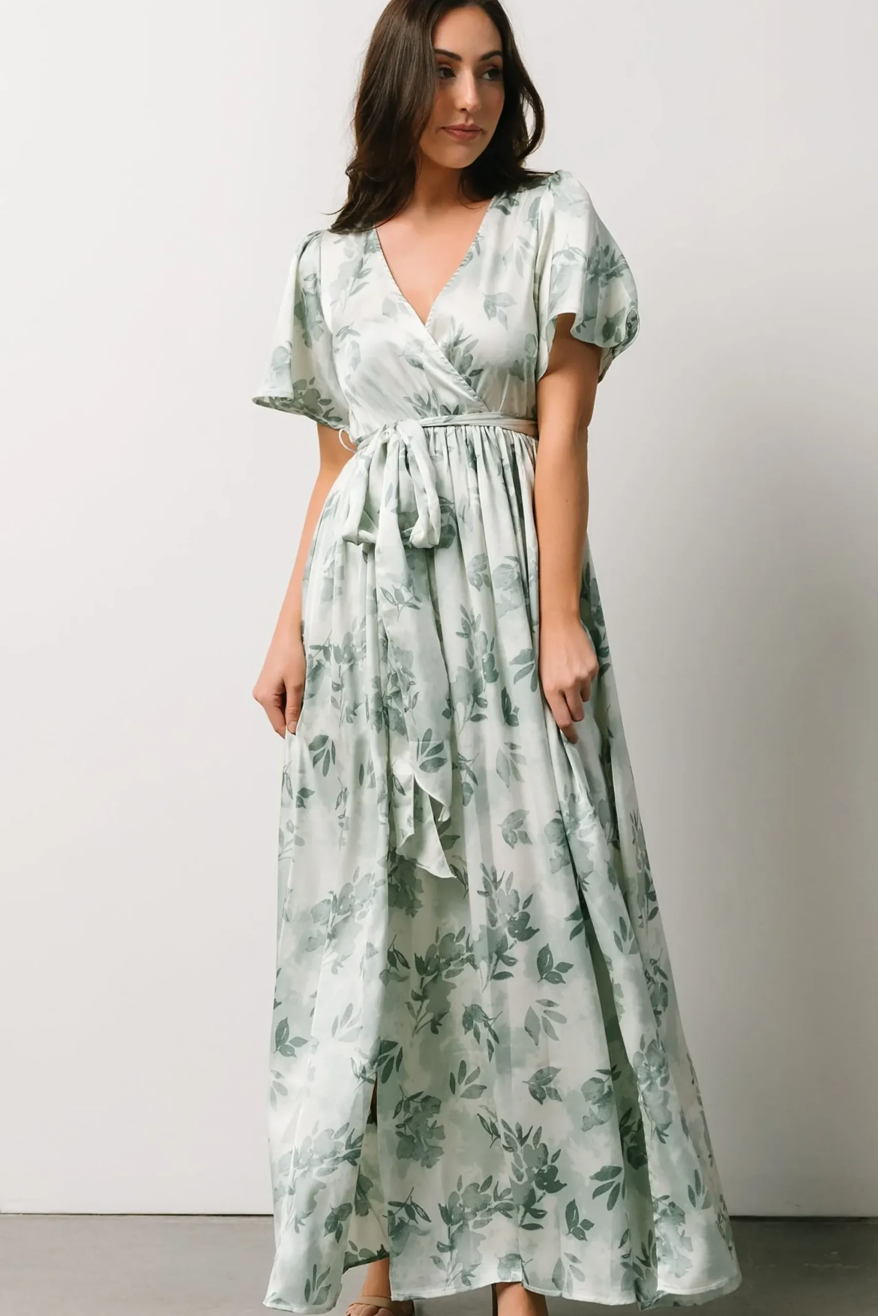 Fashion Baltic Born Sicily Satin Maxi Dress | Sage Floral