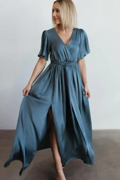 Fashion Baltic Born Sicily Satin Maxi Dress | Blue