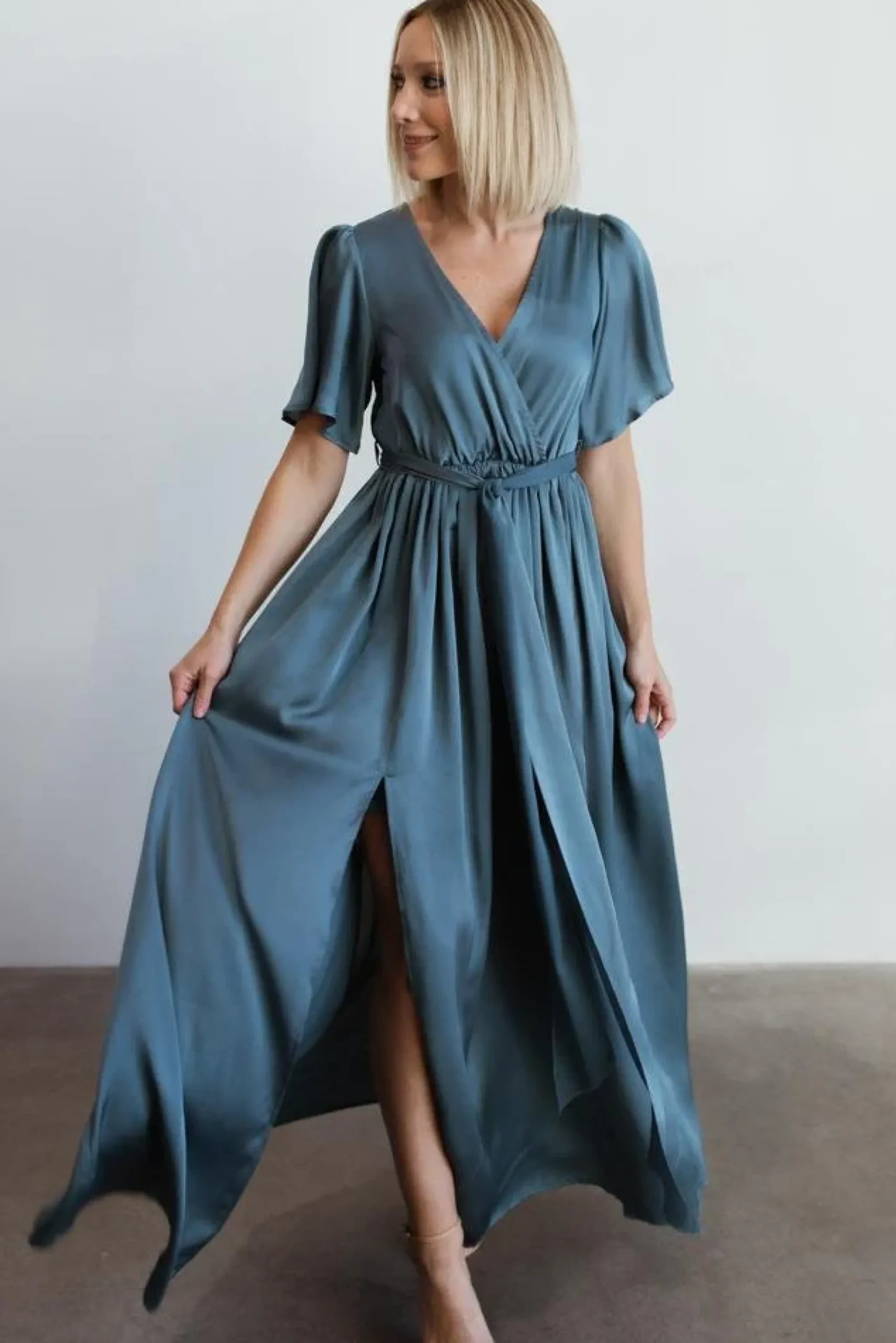 Fashion Baltic Born Sicily Satin Maxi Dress | Blue
