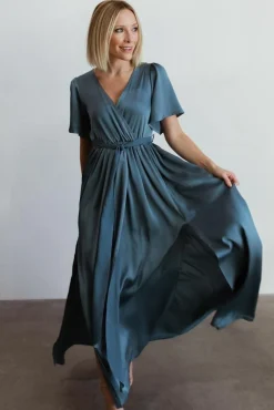 Fashion Baltic Born Sicily Satin Maxi Dress | Blue