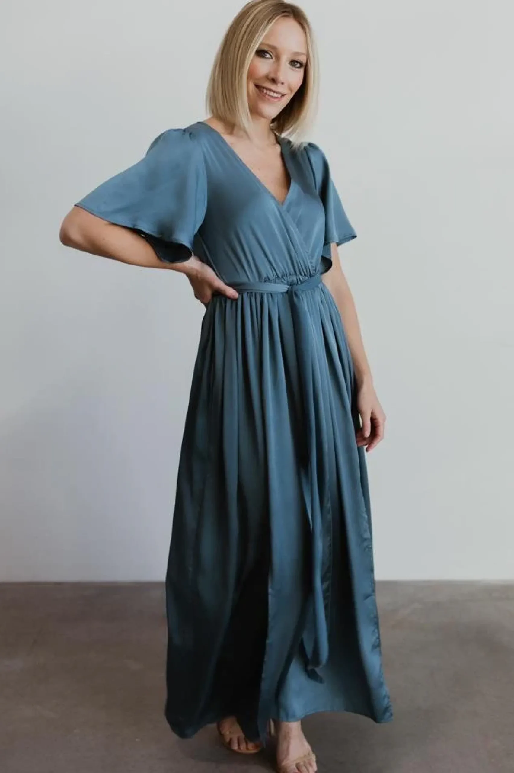 Fashion Baltic Born Sicily Satin Maxi Dress | Blue