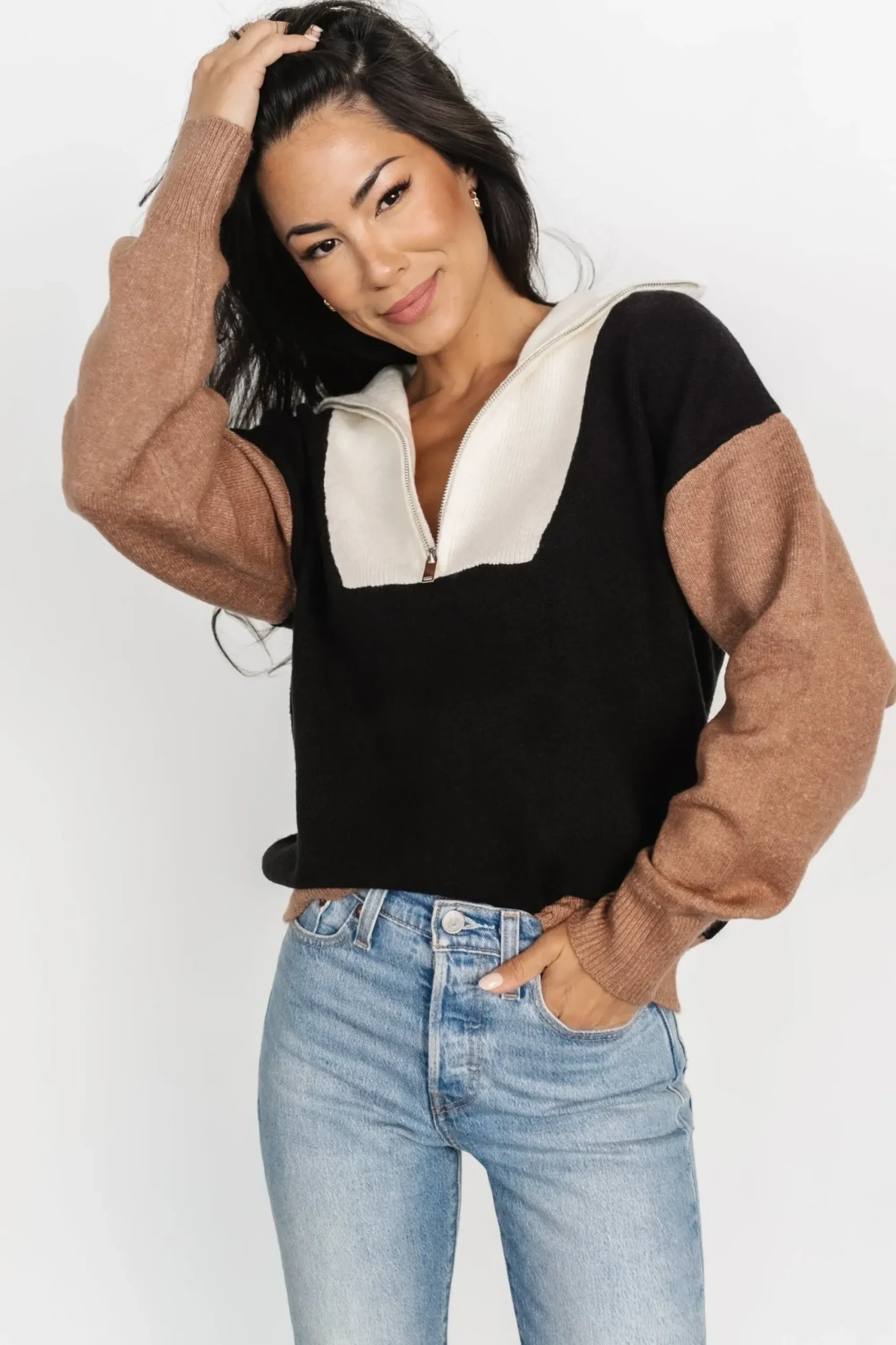 Outlet Baltic Born Sigrid Half-Zip Sweater | Black Multi