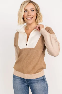 Sale Baltic Born Sigrid Half-Zip Sweater | Camel Multi