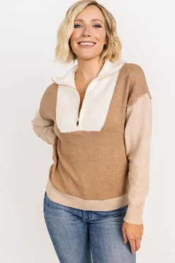 Sale Baltic Born Sigrid Half-Zip Sweater | Camel Multi
