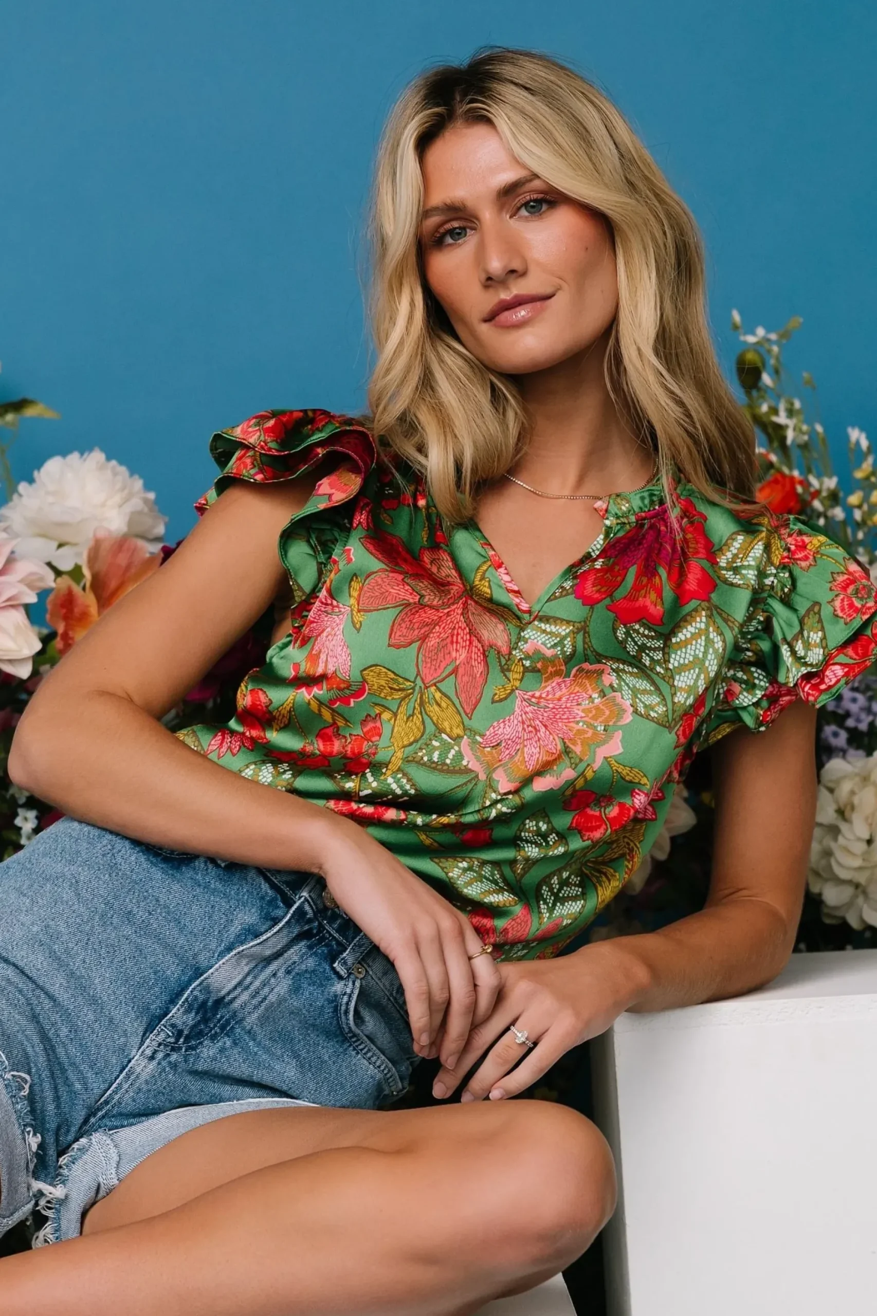 Best Baltic Born Skyler Ruffle Top | Green Multi