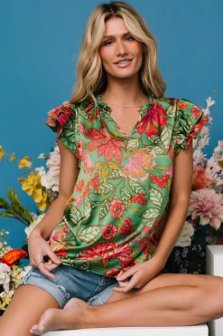 Best Baltic Born Skyler Ruffle Top | Green Multi