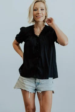 Fashion Baltic Born Sloane Button Top | Black