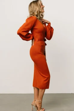 Discount Baltic Born Soho Bubble Sleeve Sweater Dress | Rust