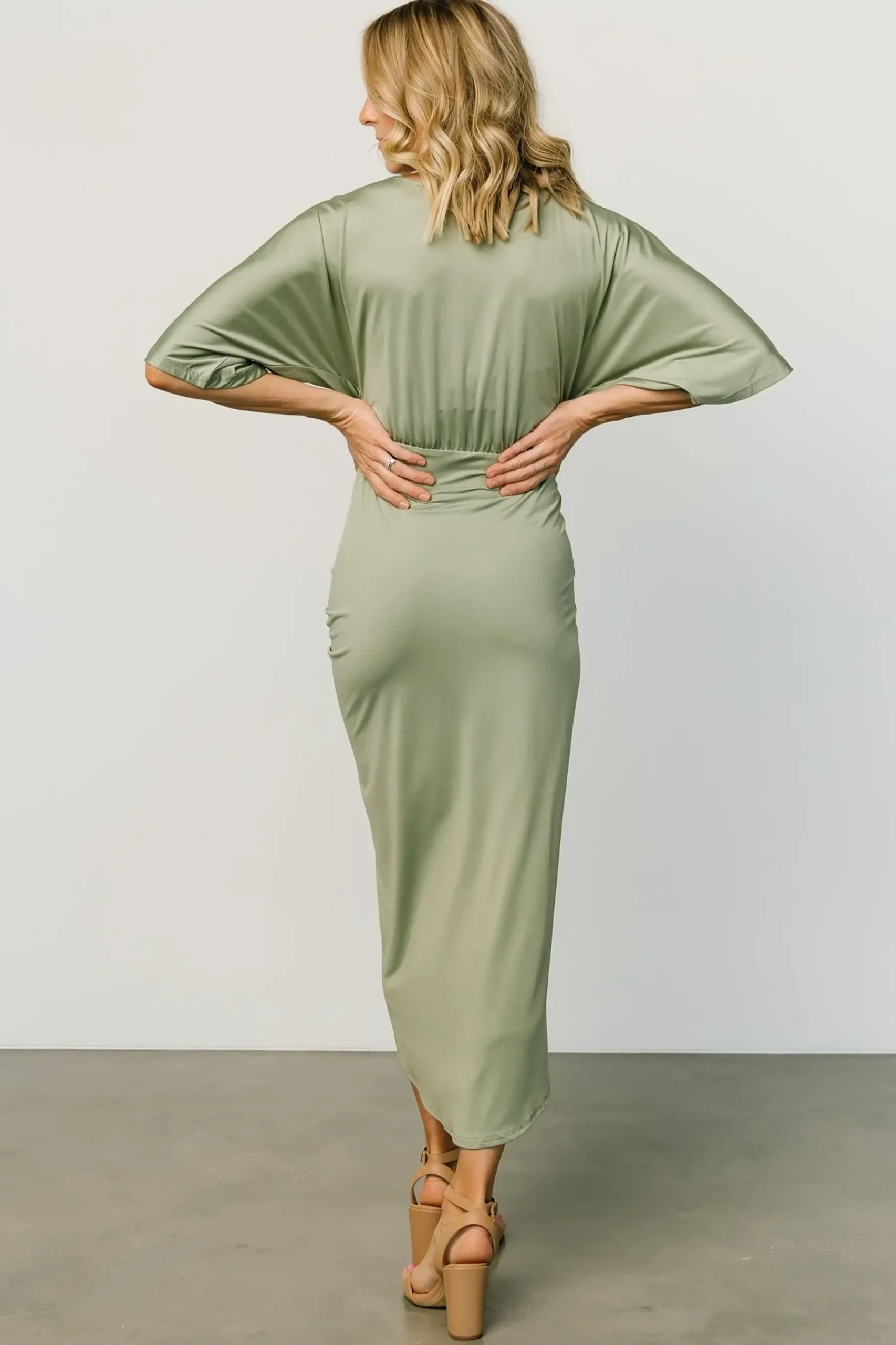 Clearance Baltic Born Solana Ruched Dress | Dusty Sage