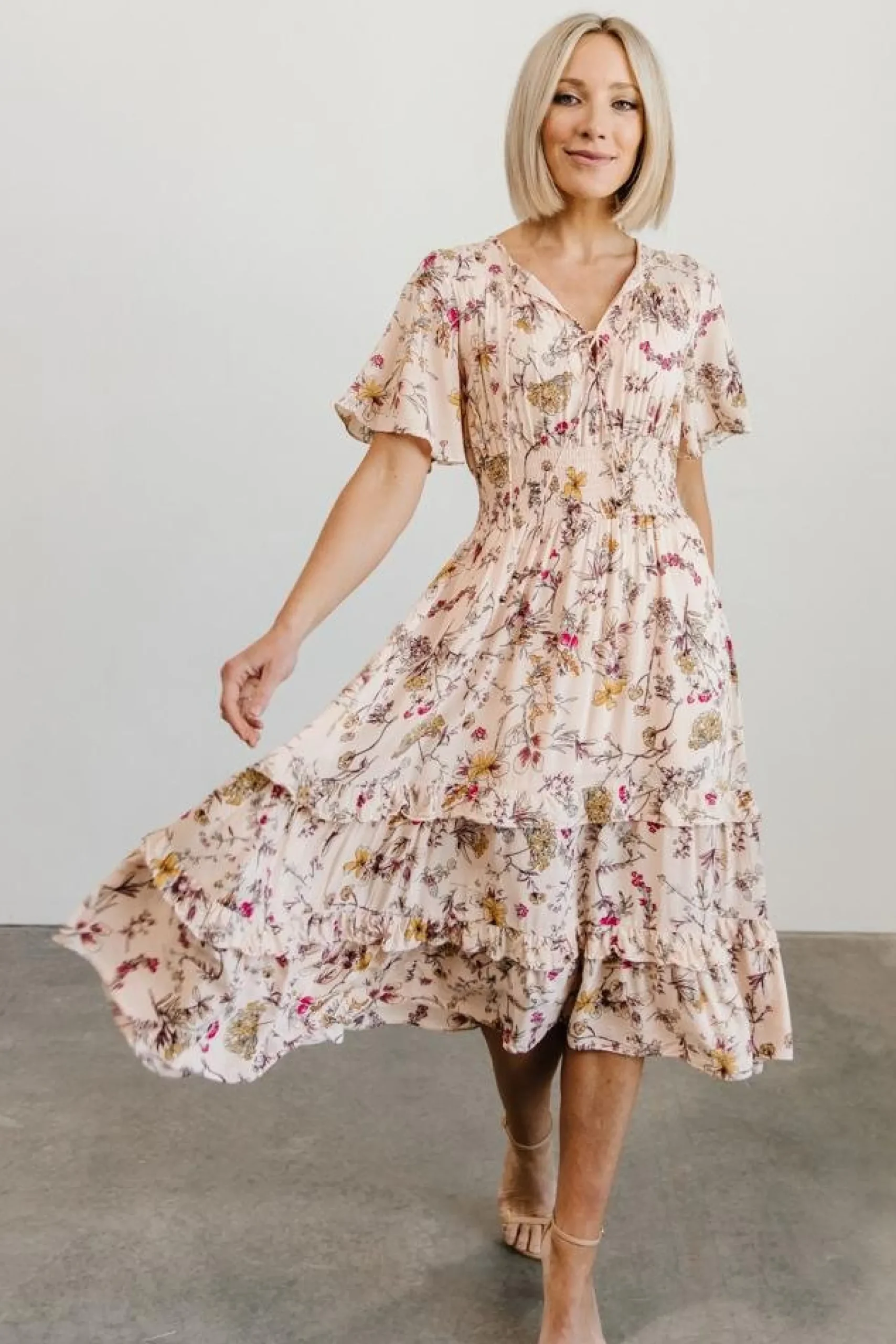 Outlet Baltic Born Spell Boho Midi Dress | Blush Floral