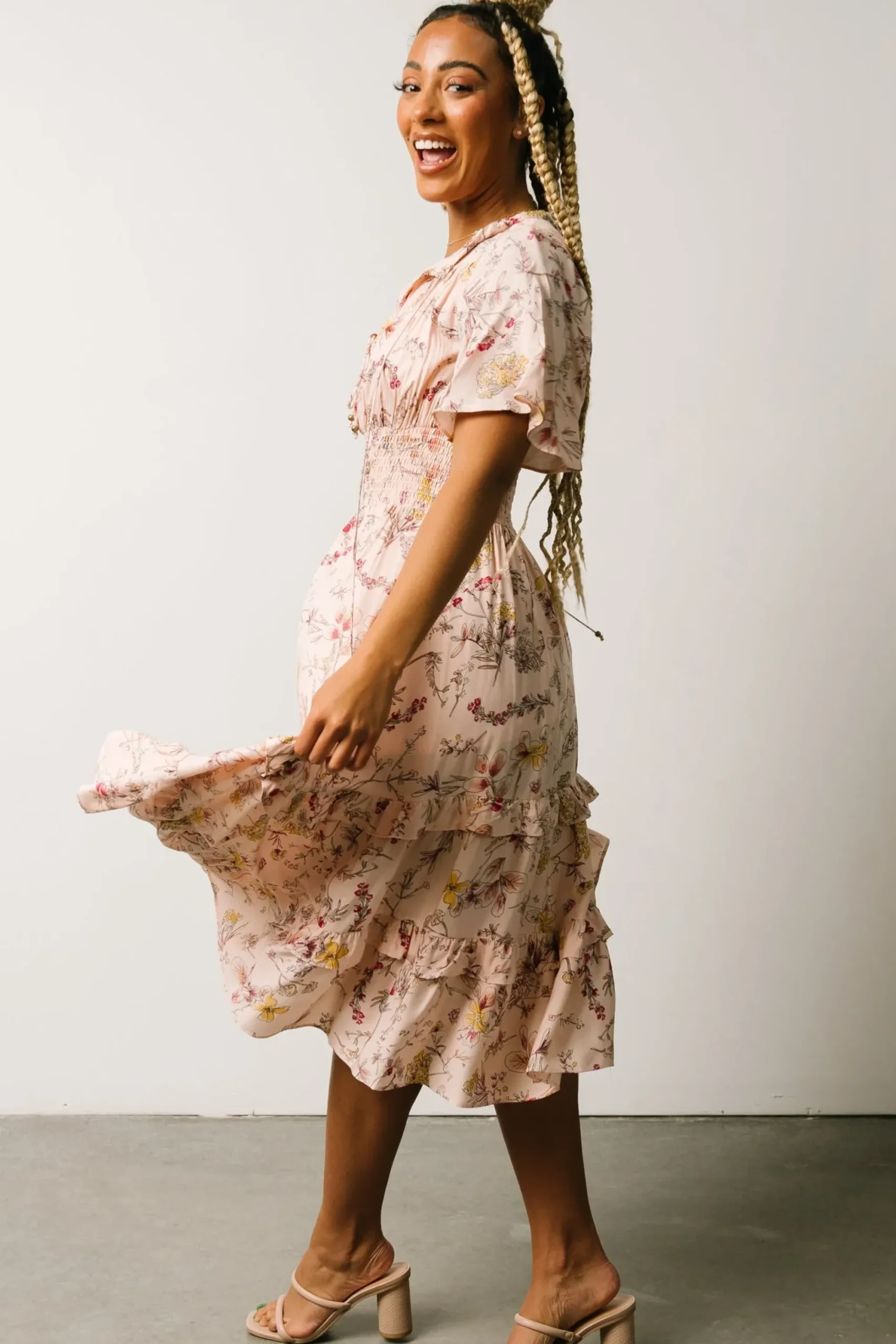 Outlet Baltic Born Spell Boho Midi Dress | Blush Floral
