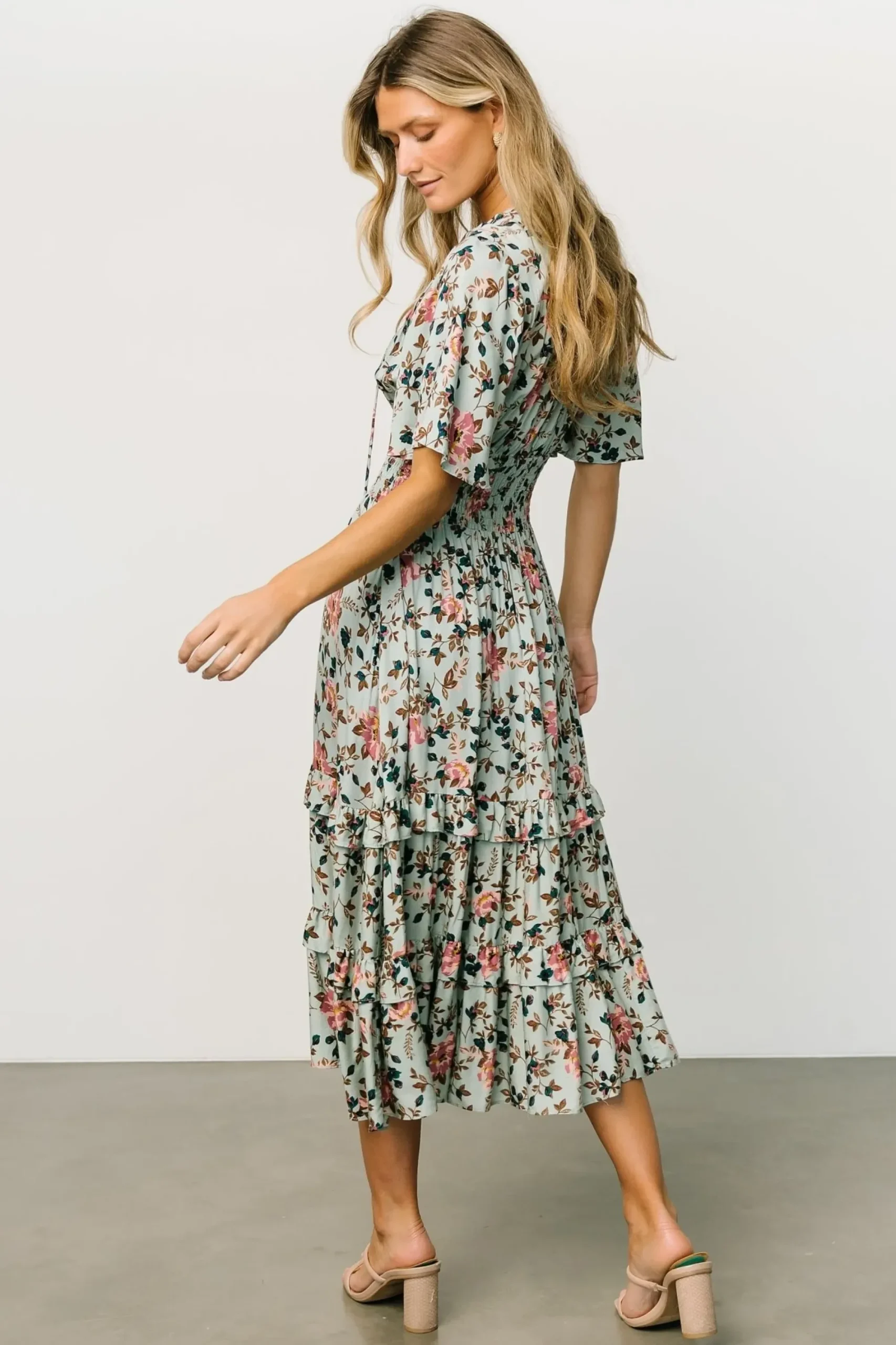 Clearance Baltic Born Spell Boho Midi Dress | Sage + Pink Floral